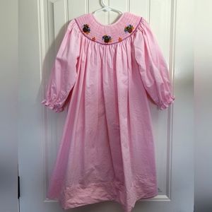 Cecil and Lou Thanksgiving turkey smocked bishop dress pink gingham pla…